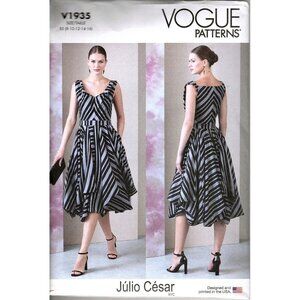 Vogue V1935 Misses 8 to 16 Julio Cesar Lined Dress Uncut Sewing Pattern